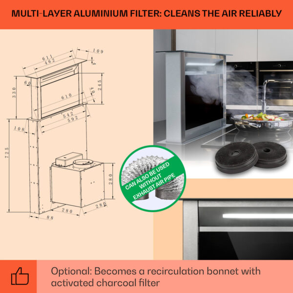 Klarstein Royal Flush Eco digestor 60 cm 576 m³/h A++ - Image 2
