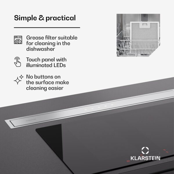 Klarstein Royal Flush Eco 90 digestor 90 cm 604 m³/h EEK A++ vrátane filtrov s aktívnym uhlím - Image 3