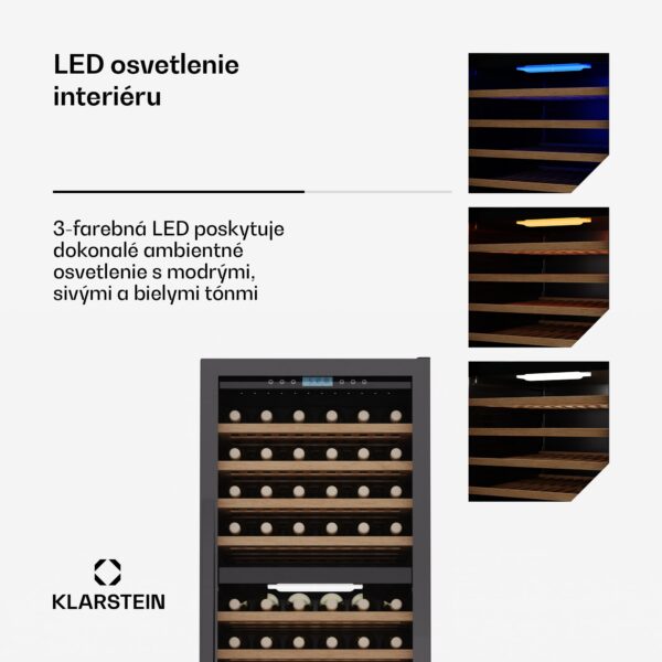 Klarstein Vinovilla Trio chladnička na víno, 143 fliaš, 3 zóny, 38 dB, 12 políc, kompresor, 413 litrov - Image 3