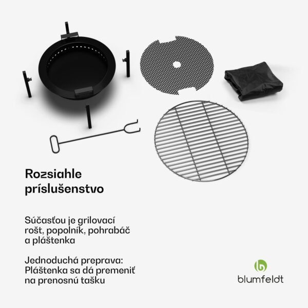 Blumfeldt Ignite Pure ohnisko, nízka dymivosť, grilovací rošt, nehrdzavejúca oceľ, prenosné, kryt proti dažďu, držadlá na prenášanie - Image 2