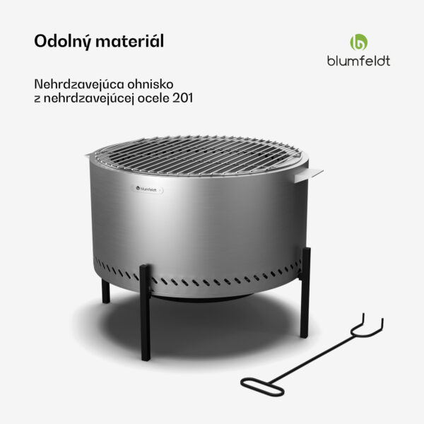 Blumfeldt Ignite Pure ohnisko, nízka dymivosť, grilovací rošt, nehrdzavejúca oceľ, prenosné, kryt proti dažďu, držadlá na prenášanie - Image 3