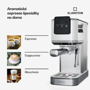 Klarstein SteelPresso Slim Touch kávovar, portafilter, dotykový displej