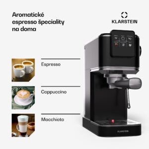 Klarstein SteelPresso Slim Touch kávovar, portafilter, dotykový displej