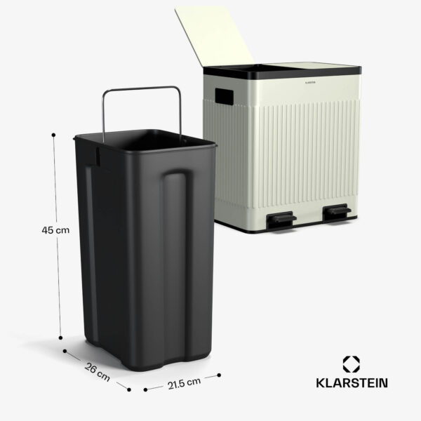 Klarstein Grama 40, pedálový kôš, 40 l / 2x20 l, bez zápachu, PP plast, retro - Image 2