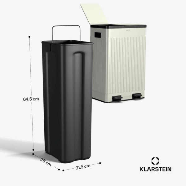 Klarstein Grama 60, pedálový kôš, 60 l / 2x30 l, tichý, PP plast, retro - Image 2