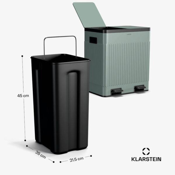 Klarstein Grama 40, pedálový kôš, 40 l / 2x20 l, tichý, PP plast, retro - Image 2