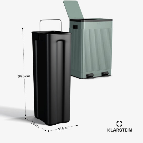 Klarstein Grama 60, pedálový kôš, 60 l / 2x30 l, tichý, PP plast, retro - Image 2