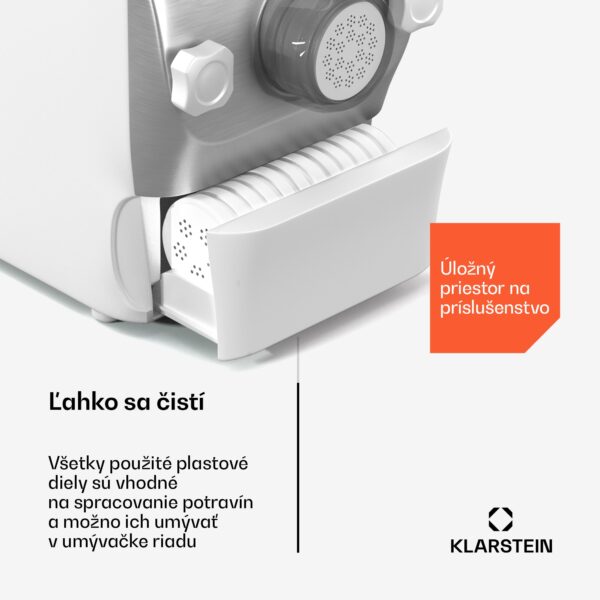 Klarstein Pastamania strojček na cestoviny, 7 nástavcov, cestoviny + ravioli, 260 W, jednoduché čistenie - Image 3