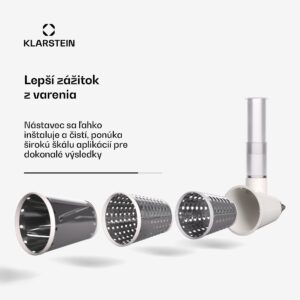 Klarstein Nástavec na šalát Chiara, 3 rôzne čepele, nehrdzavejúca oceľ, kompaktný, ľahko sa čistí