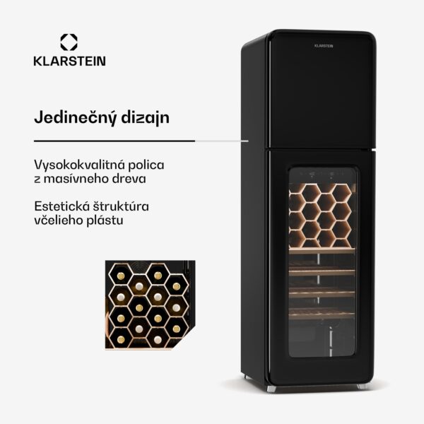Klarstein Shirley chladnička na víno s mrazničkou, Zariadenie 2 v 1, Vintage, 2 chladiace zóny, 60 fliaš - Image 3