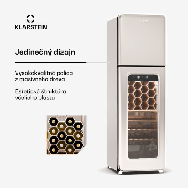 Klarstein Shirley chladnička na víno s mrazničkou, Zariadenie 2 v 1, Vintage, 2 chladiace zóny, 60 fliaš - Image 3