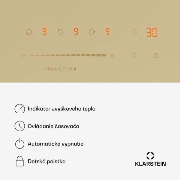 Klarstein Victoria indukčná varná doska, 45 cm, 6 600 W, 3 varné zóny, ovládanie posuvníkom, boost - Image 2