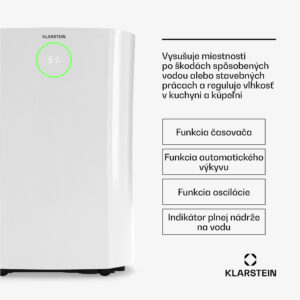 Klarstein DryFy ProConnect 16L odvlhčovač vzduchu, 16 l/deň, 24 m², WiFi, Aplikácia, LED indikátor, 24-hodinový časovač