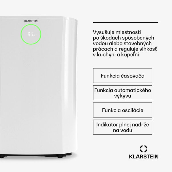 Klarstein DryFy ProConnect 16L odvlhčovač vzduchu, 16 l/deň, 24 m², WiFi, Aplikácia, LED indikátor, 24-hodinový časovač