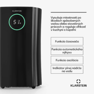 Klarstein DryFy ProConnect 24L odvlhčovač vzduchu, 24 l/deň, 36 m², WiFi, Aplikácia, LED indikátor, 24-hodinový časovač