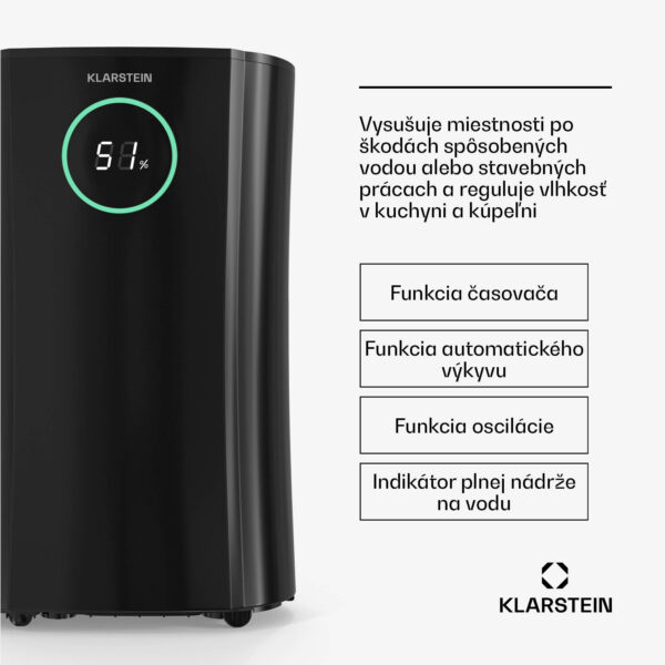 Klarstein DryFy ProConnect 24L odvlhčovač vzduchu, 24 l/deň, 36 m², WiFi, Aplikácia, LED indikátor, 24-hodinový časovač