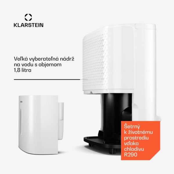 Klarstein DryFy 10L odvlhčovač, 10 l/deň, 12m², 80 m³/h, časovač, nádrž na vodu, mobilný - Image 2