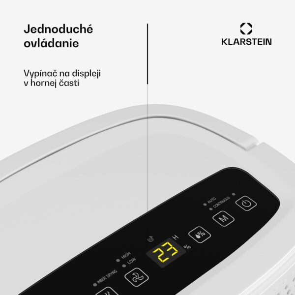 Klarstein DryFy 10L odvlhčovač, 10 l/deň, 12m², 80 m³/h, časovač, nádrž na vodu, mobilný - Image 3