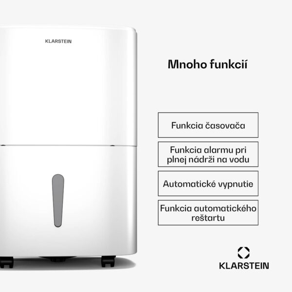 Klarstein DryFy 20L odvlhčovač, 20 l/deň, 22m², 230 m³/h, časovač, nádrž na vodu, mobilný