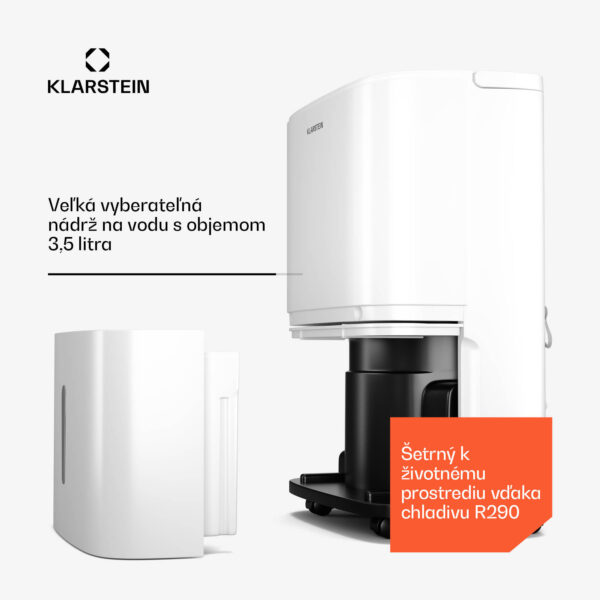 Klarstein DryFy 20L odvlhčovač, 20 l/deň, 22m², 230 m³/h, časovač, nádrž na vodu, mobilný - Image 2