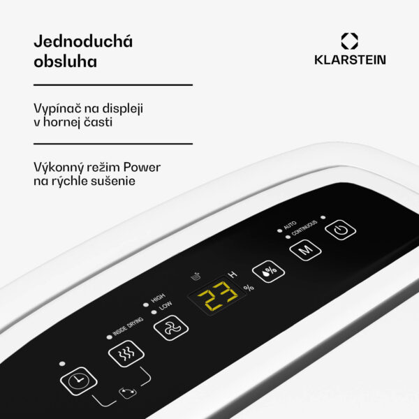 Klarstein DryFy 20L odvlhčovač, 20 l/deň, 22m², 230 m³/h, časovač, nádrž na vodu, mobilný - Image 3
