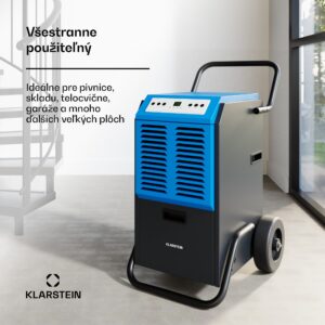 Klarstein DuraDry 50L odvlhčovač vzduchu, 50 l/deň, 50-80 m², nehrdzavejúca oceľ, mobilný, 450 m³/h