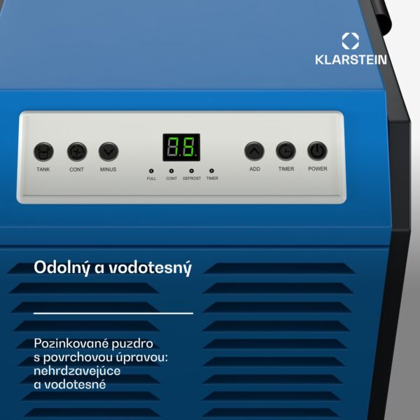 Klarstein DuraDry 50L odvlhčovač vzduchu, 50 l/deň, 50-80 m², nehrdzavejúca oceľ, mobilný, 450 m³/h - Image 3