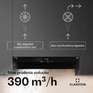 Klarstein Ventimate digestor, dotykové ovládanie, odsávanie/recirkulácia, EEK A+, 3 úrovne, LED, tichý
