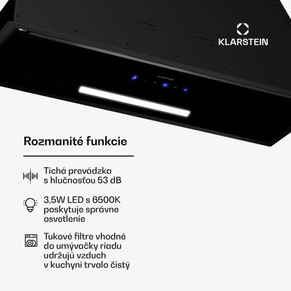 Klarstein Ventimate digestor, dotykové ovládanie, odsávanie/recirkulácia, EEK A+, 3 úrovne, LED, tichý - Image 3