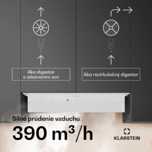 Klarstein Ventimate digestor, dotykové ovládanie, odsávanie/recirkulácia, EEK A+, 3 úrovne, LED, tichý
