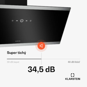 Klarstein FlashLine digestor, A++, 524 m³/h, 3 úrovne, dotykový, tichý, LED, odsávanie/recirkulácia, 100 W