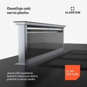 Klarstein Royal Flush Eco digestor, 840 m³/h prietoku vzduchu, šikmý, EEK A, 64 dB, LED