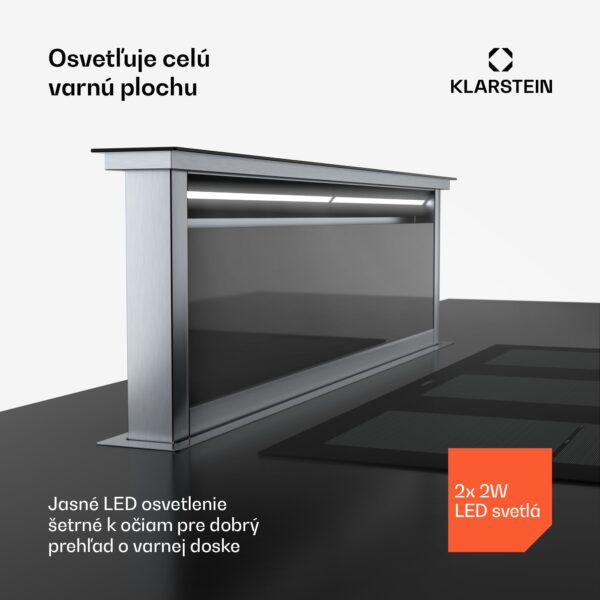 Klarstein Royal Flush Eco digestor, 840 m³/h prietoku vzduchu, šikmý, EEK A, 64 dB, LED