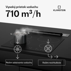 Klarstein Brisa digestor, výsuvný, 710 m³/h, A+, LED, 42 dB, režim odsávania/recirkulácie