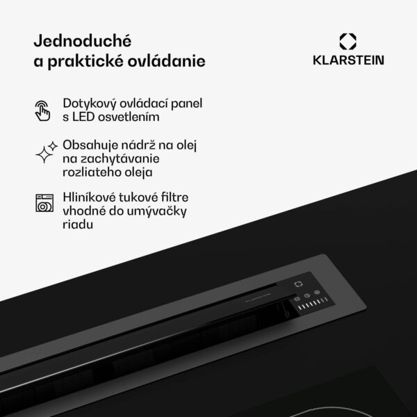 Klarstein Brisa digestor, výsuvný, 710 m³/h, A+, LED, 42 dB, režim odsávania/recirkulácie - Image 2