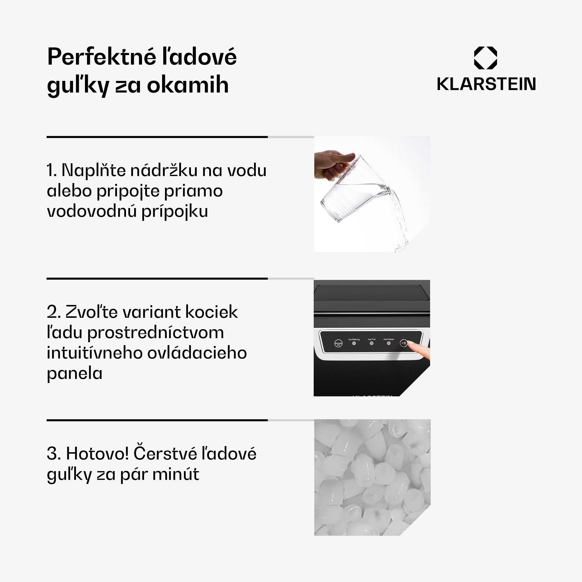 Klarstein Icefestival Bullet priemyselný výrobník kociek ľadu, 400W, 3 litre, 20kg/24h