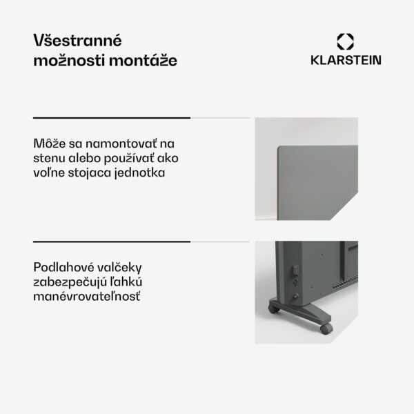 Klarstein Bansin Smart 1500 konvektorový ohrievač, 1500 W, Aplikácia, 5- 50 °C, LED displej, Dotykový displej