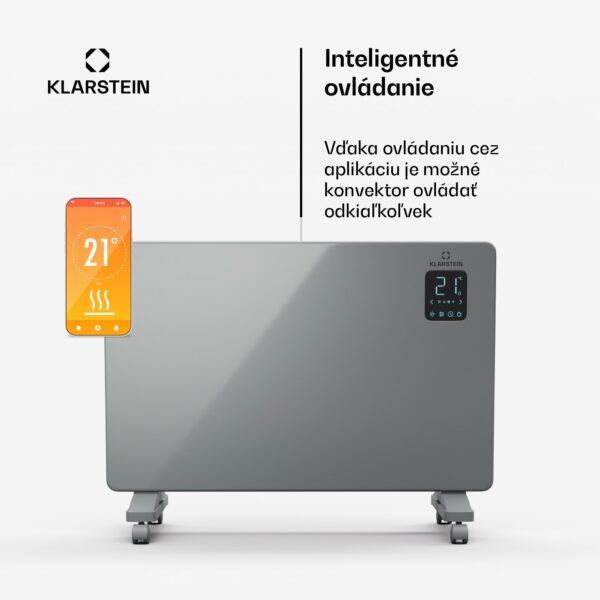 Klarstein Bansin Smart 1500 konvektorový ohrievač, 1500 W, Aplikácia, 5- 50 °C, LED displej, Dotykový displej - Image 2
