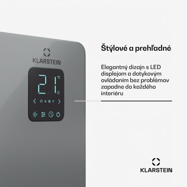 Klarstein Bansin Smart 1500 konvektorový ohrievač, 1500 W, Aplikácia, 5- 50 °C, LED displej, Dotykový displej - Image 3
