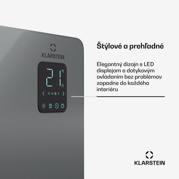 Klarstein Bansin Smart 2500 konvektorový ohrievač, 2500 W, Aplikácia, 5- 50 °C, LED displej, Dotykový displej - Image 3