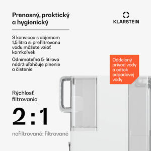 Klarstein VitalPour vodný filter, 5-stupňový filter, reverzná osmóza, 5 l nádrž, dotykový displej, mobilný, 3 sekundy