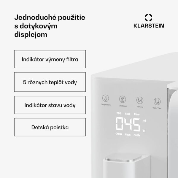 Klarstein VitalPour vodný filter, 5-stupňový filter, reverzná osmóza, 5 l nádrž, dotykový displej, mobilný, 3 sekundy - Image 3