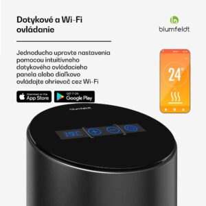 Blumfeldt SmartFlow Tower infračervený sálavý ohrievač, 700 W, 360° distribúcia tepla, WLAN-ovládanie