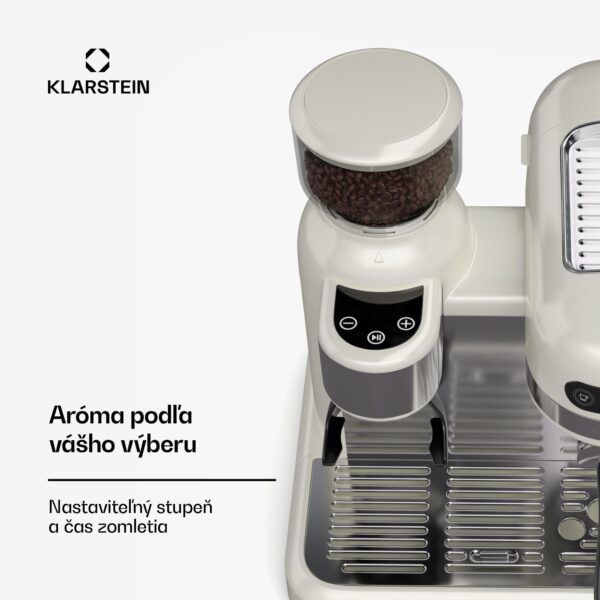 Klarstein Bella Café pákový kávovar, Vintage, mlynček, 19 bar, Napeňovač mlieka, 2 šálky, 1550 W - Image 2