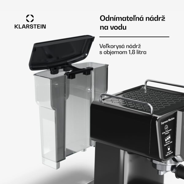 Klarstein Libeica pákový kávovar, 1350 W, 19 bar, dotykové ovládanie, nehrdzavejúca oceľ, ukazovateľ tlaku a teploty - Image 2