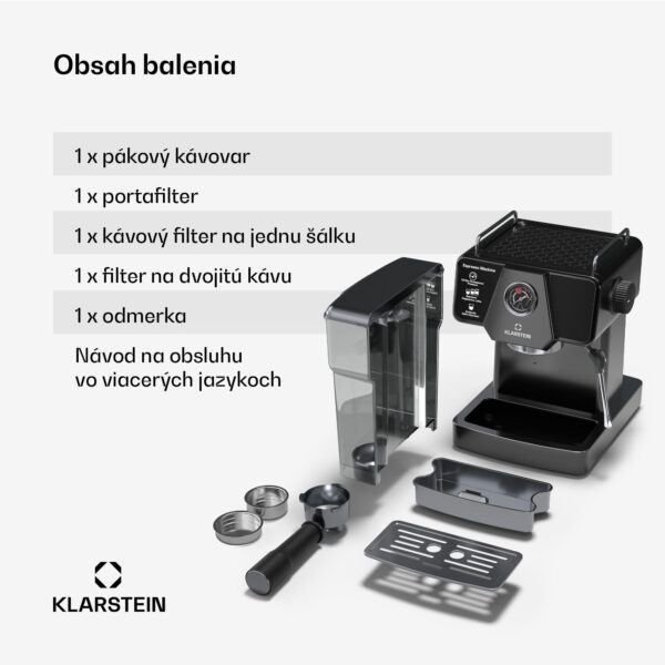 Klarstein Libeica pákový kávovar, 1350 W, 19 bar, dotykové ovládanie, nehrdzavejúca oceľ, ukazovateľ tlaku a teploty - Image 3