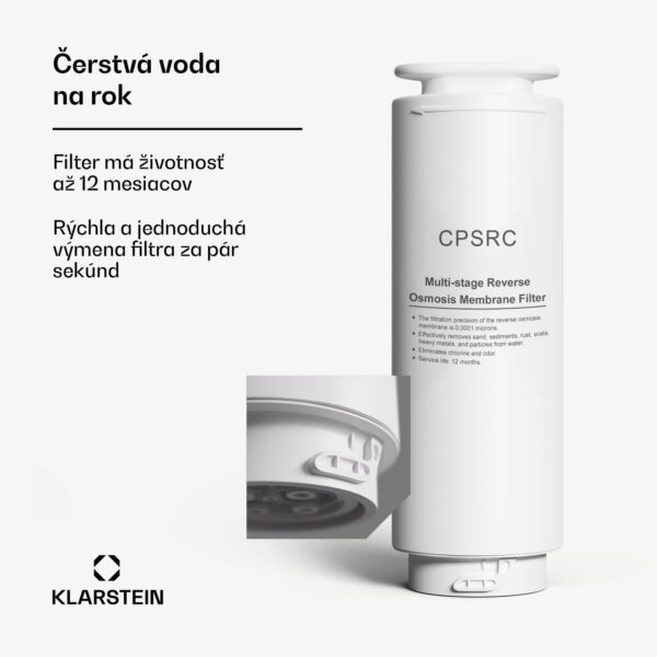 Klarstein VitalPour náhradný filter 75G, Odstraňuje 99,99 %, CF + PPC + RO membrána