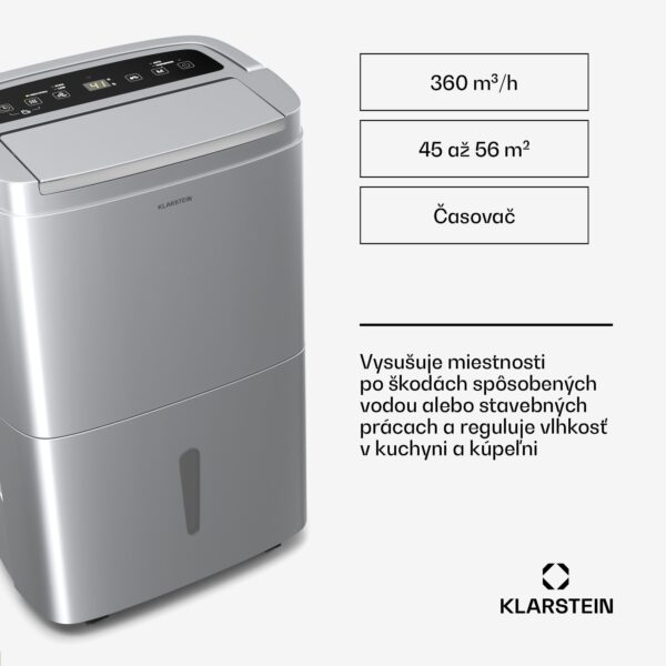 Klarstein DryFy Connect 50 odvlhčovač vzduchu, 50 l / deň, 45-55 m², ovládanie pomocou aplikácie, mobilný, nádrž na vodu