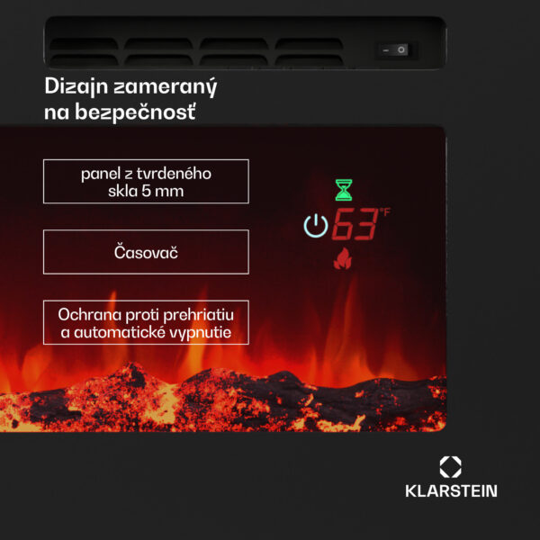 Klarstein Galeras Smart Inteligentný elektrický krb, 2 nastavenia teploty, 16 - 30°| LED ilúzia plameňa, Možnosť pripojenia k IOT - Image 3