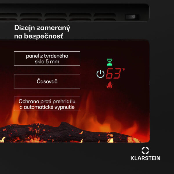 Klarstein Galeras Smart Inteligentný elektrický krb, 2 nastavenia teploty, 16 - 30°| LED ilúzia plameňa, Možnosť pripojenia k IOT - Image 3